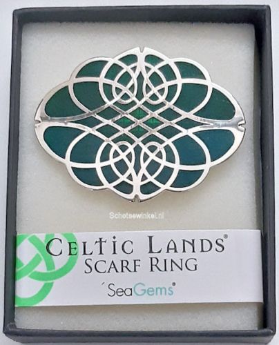 Scarf Ring - Fibula, Green, 6 cm